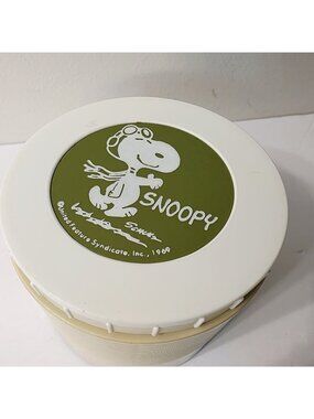 Vtg Peanuts Snoopy Lunchbox Red Baron Flaying Ace Soup Thermos Cream White Lid
